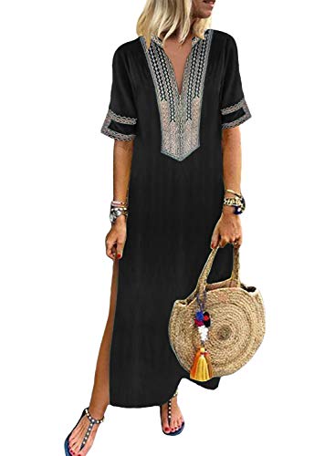 Dokotoo Womens Ladies Bohemian Holiday Summer Casual Dress Short Sleeve ...